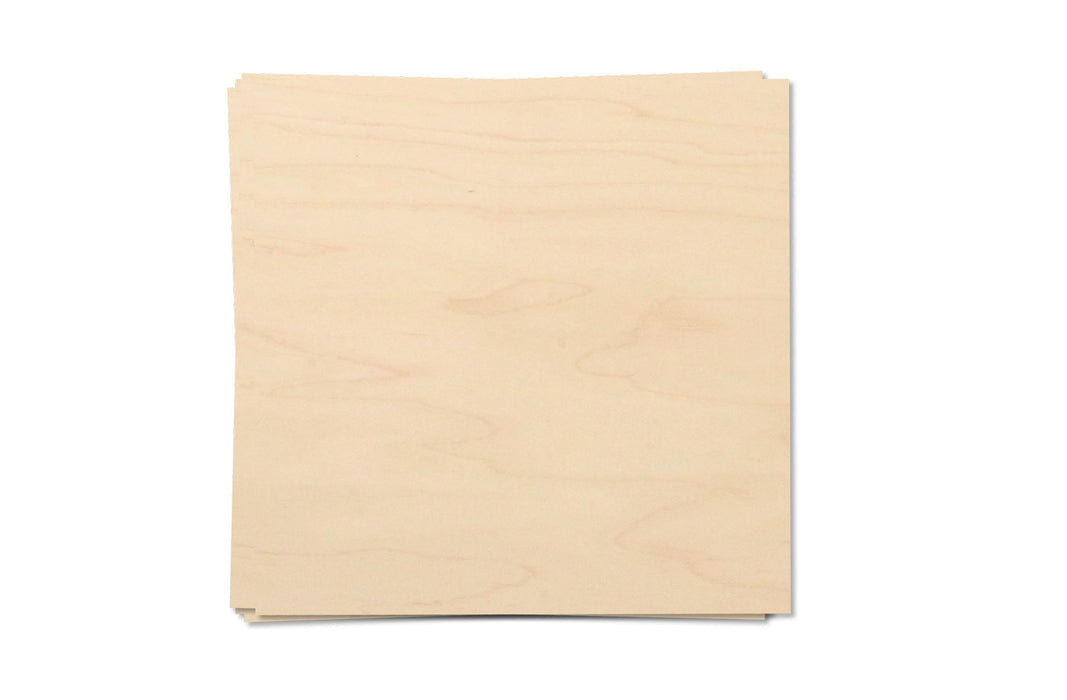 Maple, 1/8th inch, MDF Core, 4 Pack, 12x12", Unfinished