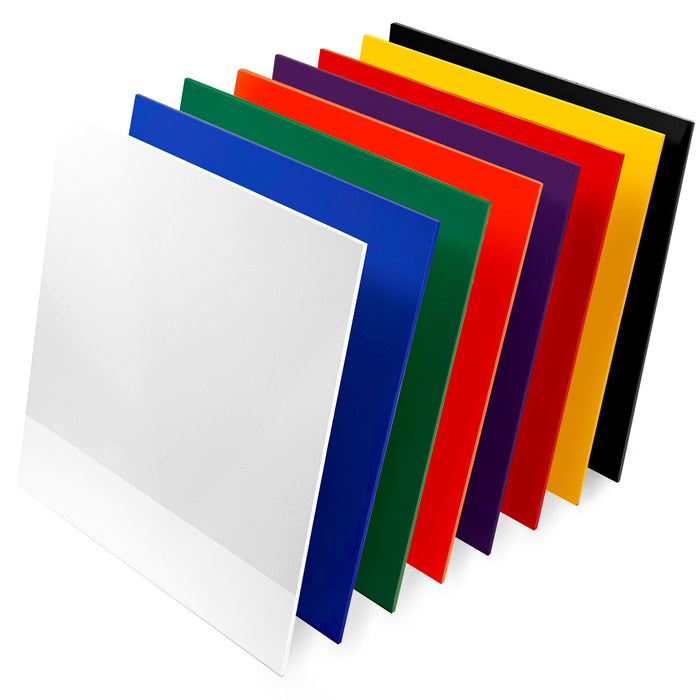 Gloss Acrylic Variety 8 Pack, Available in 3 sizes, Cast Acrylic in a Variety of Gloss Colors