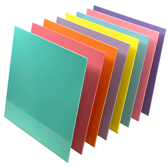 Pastel Acrylic Variety 8 Pack, Available in 3 sizes, Cast Acrylic in a Variety of Pastel Colors