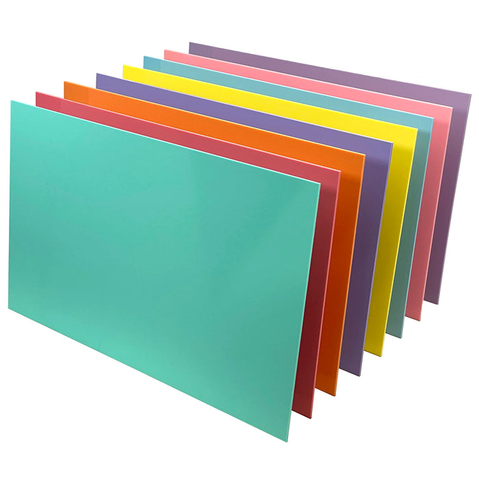 Pastel Acrylic Variety 8 Pack, Available in 3 sizes, Cast Acrylic in a Variety of Pastel Colors