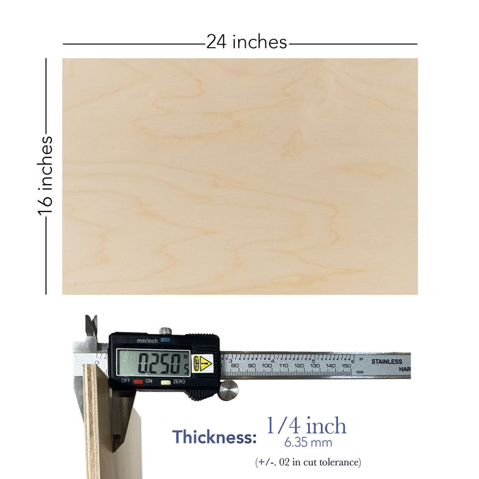 Baltic Birch 1/4 Inch 16x24 inches, Unfinished