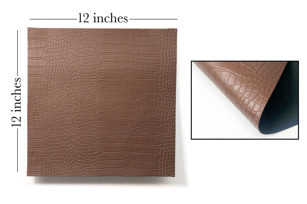 Chestnut Crocodile Faux Leather, Laser Safe, 12x12"