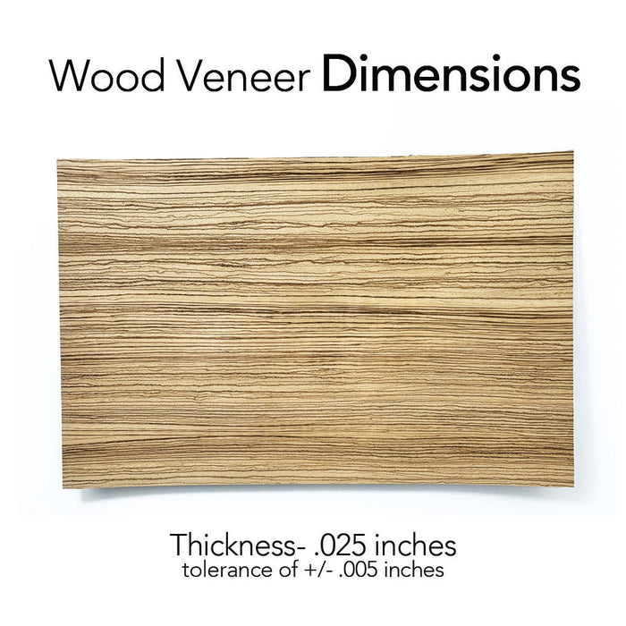 Zebrawood, Wood Veneer, 12x19 inches, Unfinished