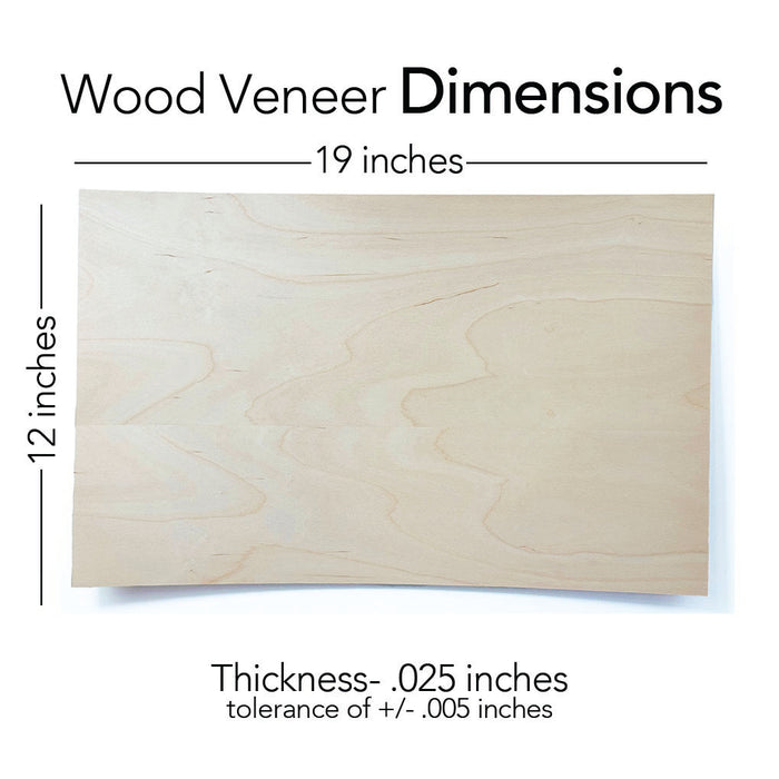 Maple, Wood Veneer, 12x19 inches, Unfinished