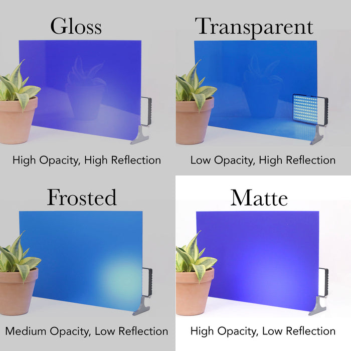 Matte Acrylic Variety 8 Pack, Available in 3 sizes, Cast Acrylic in a Variety of Matte Colors