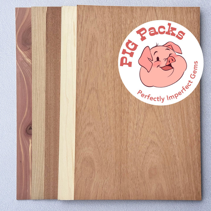 PIG Packs- Variety 5 Pack MDF Core Woods Unfinished