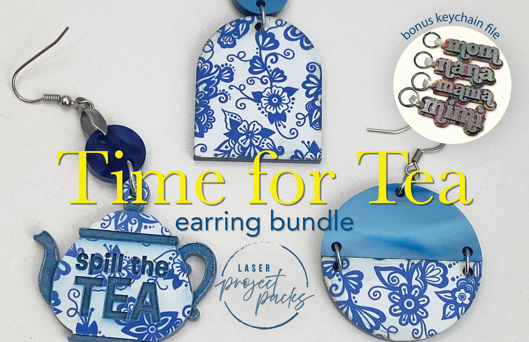 Laser Project Pack-Time for Tea Earring Bundle w/ bonus Keychains