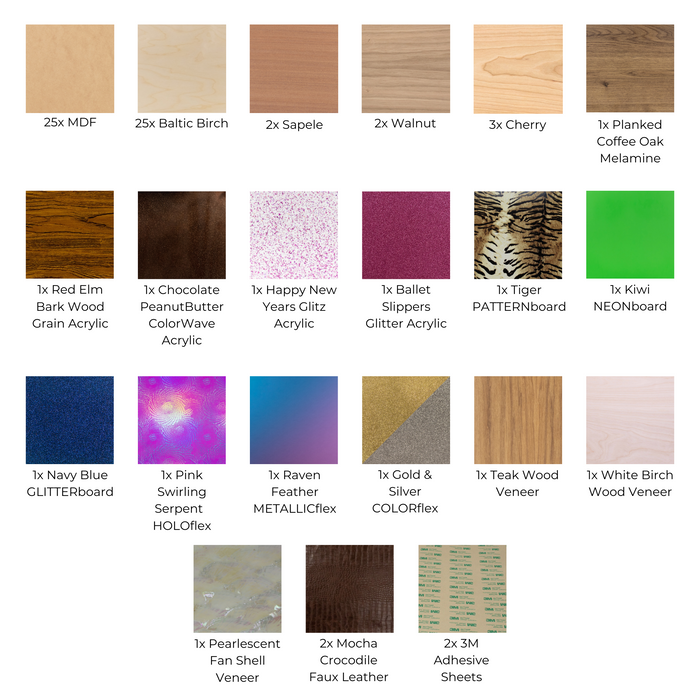 1/8 Laser Wood Sample Pack, 3mm Glowforge Wood Sheets, Unfinished Plywood  for Laser Cutting and Engraving, CNC Laser Ready Materials 